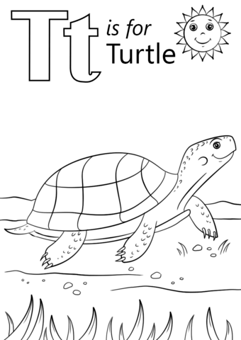 T Is For Turtle Coloring Page